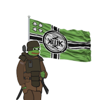 a cartoon soldier holding a nazi flag